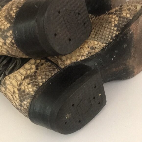 Tony Lama Boots Womens Size 6 Black Tan Snakeskin Western Cowboy Leather 3114 - Picture 13 of 14